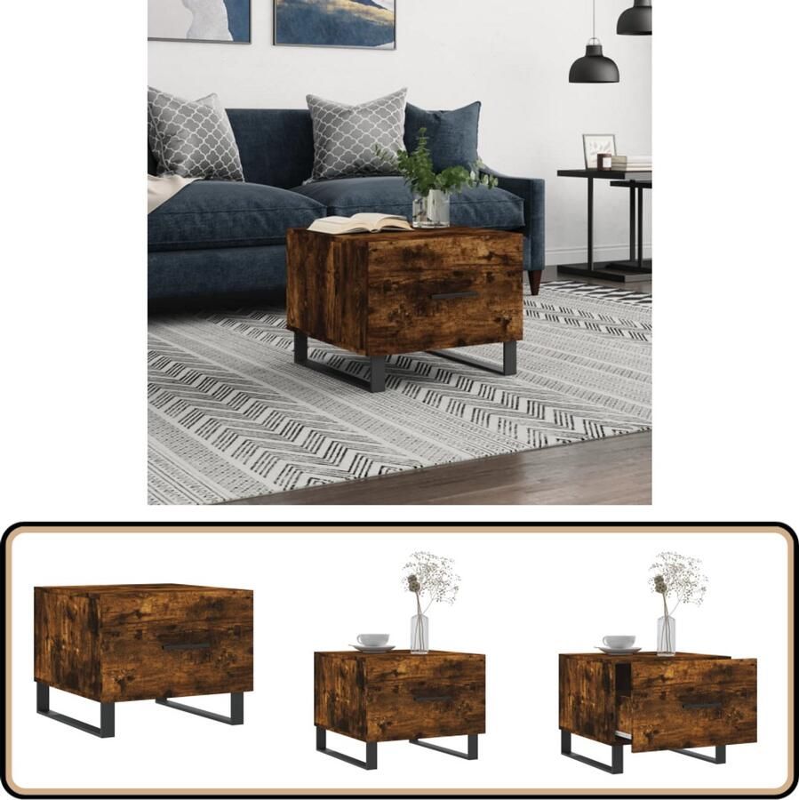 VidaXL Salontafel 50x50x40 cm Gerookt Eiken Salontafel Houten Salontafel Bijzettafel Bruine Salontafel Design Salontafel