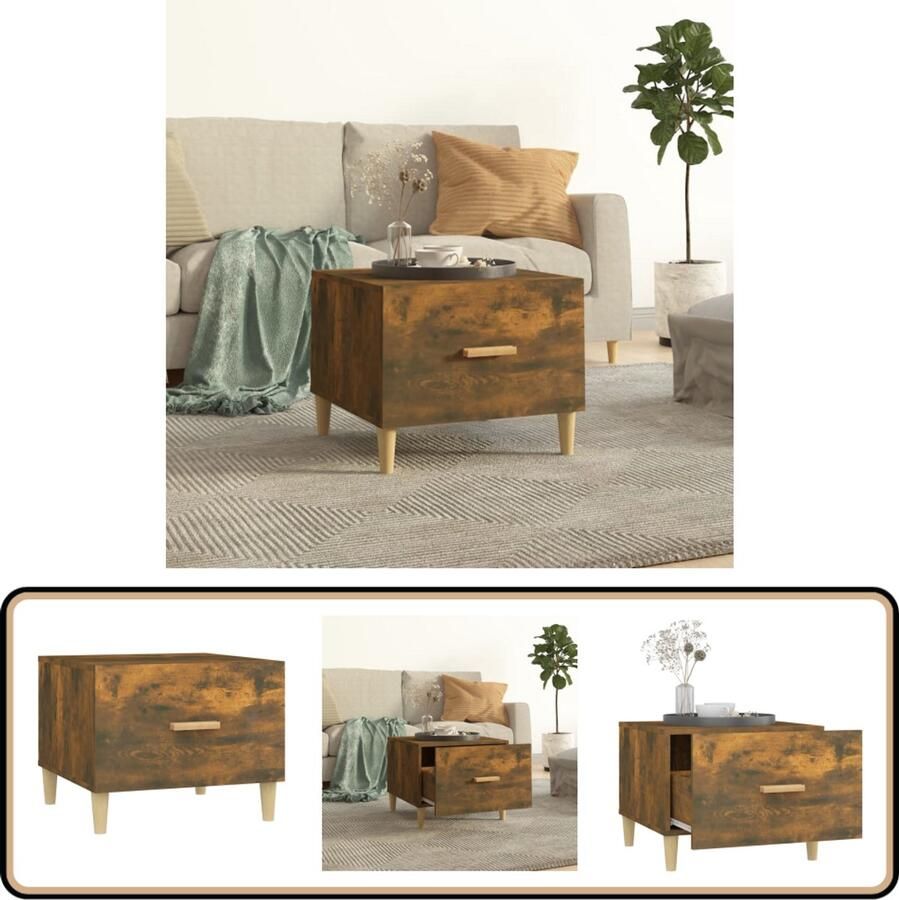 VidaXL Salontafel 50x50x40 cm Gerookt Eikenhout Salontafel Houten Salontafel Eiken Salontafel Bruine Salontafel Multifunctionele Salontafel