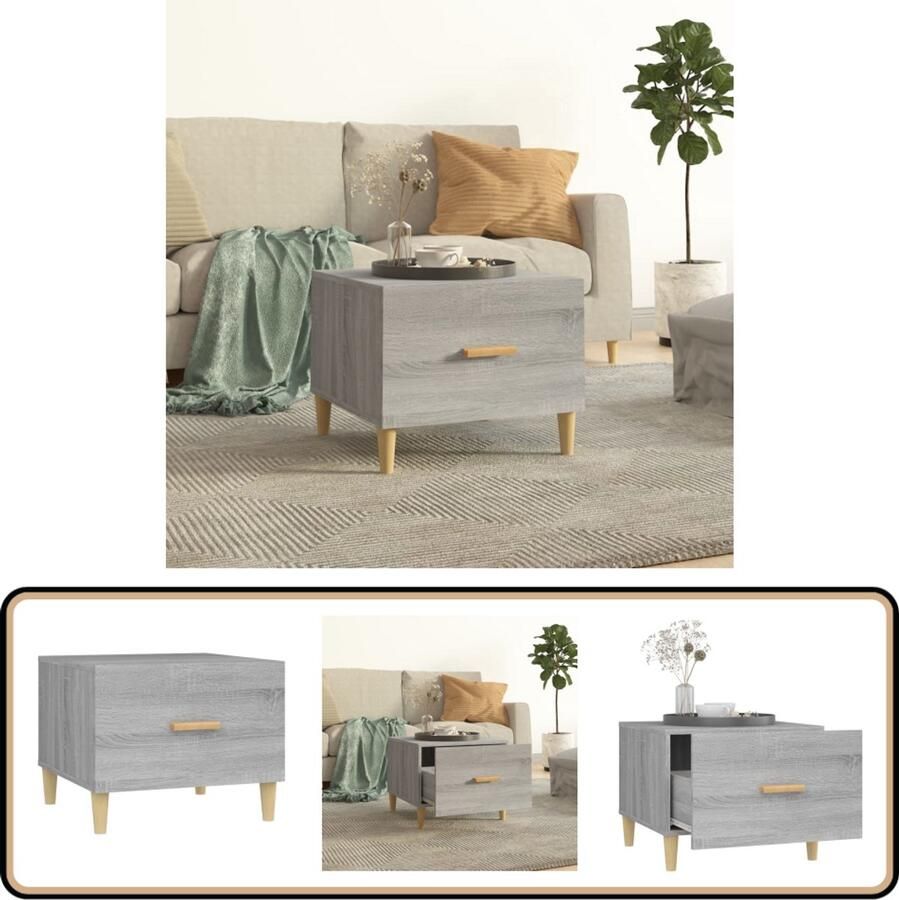 VidaXL Salontafel 50x50x40 cm Grijs Sonoma Eiken Salontafel Houten Salontafel Grijze Salontafel Moderne Salontafel Bijzettafel - Foto 2