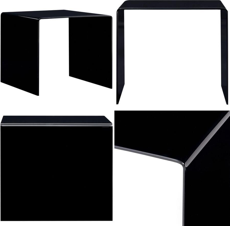 VidaXL Salontafel 50x50x45 cm gehard glas zwart Salontafel Salontafels Woonkamertafel Woonkamertafels