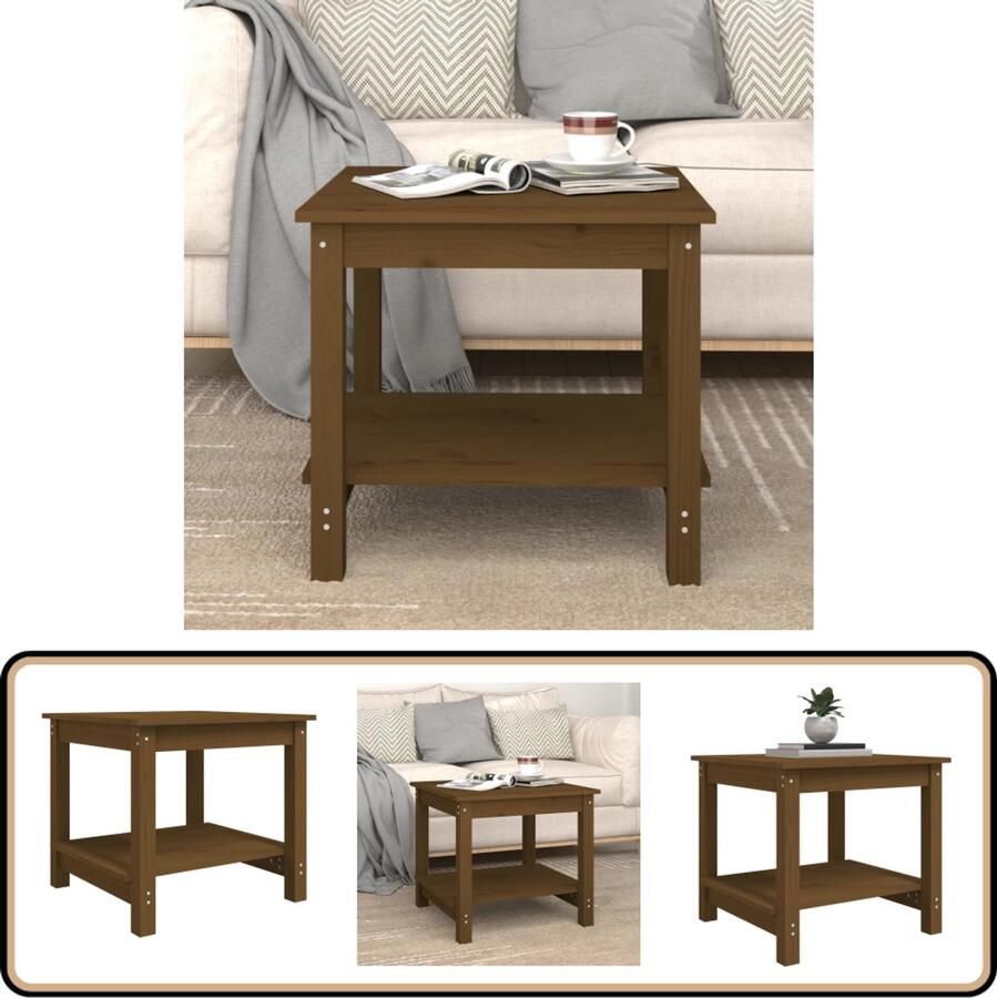 VidaXL Salontafel 50x50x45 cm Grenenhout Honingbruin Salontafel Houten Salontafel Bijzettafel Salontafeltjes Livingroom Furniture Meubelen Bruine Salontafel