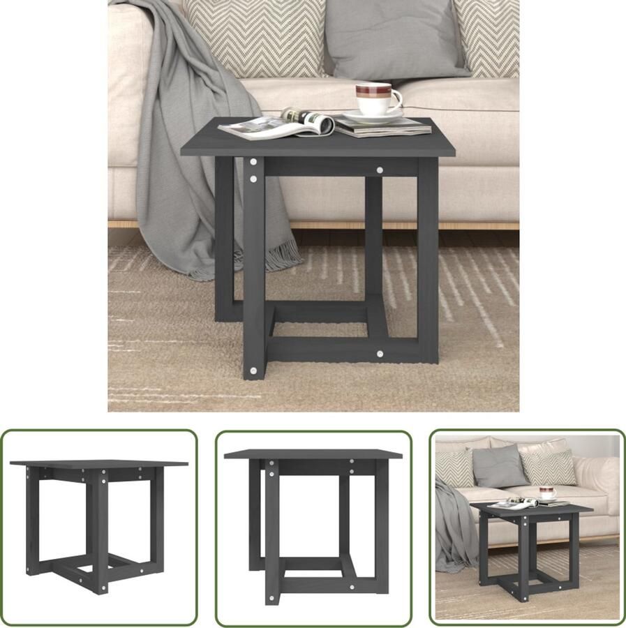 VidaXL Salontafel 50x50x45 cm Massief Grenenhout Grijs Salontafel Bijzettafel Grenenhout Meubilair Grijze Salontafel Rustic Tafellaar Scandinavische Stijl Kleine Salontafel Living Room Furniture Hout Meubel