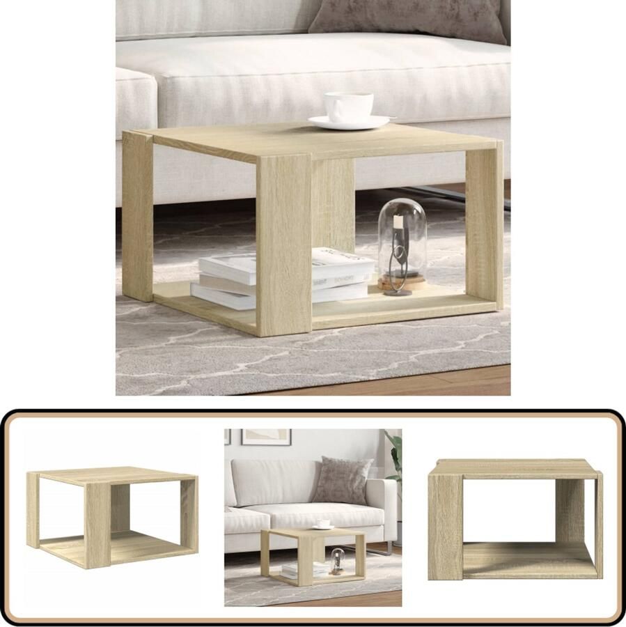 VidaXL Salontafel 51 5x51 5x30 cm bewerkt hout sonoma eikenkleurig Salontafel Houten Salontafel Bruine Salontafel Eikenhouten Salontafel Compact Salontafel