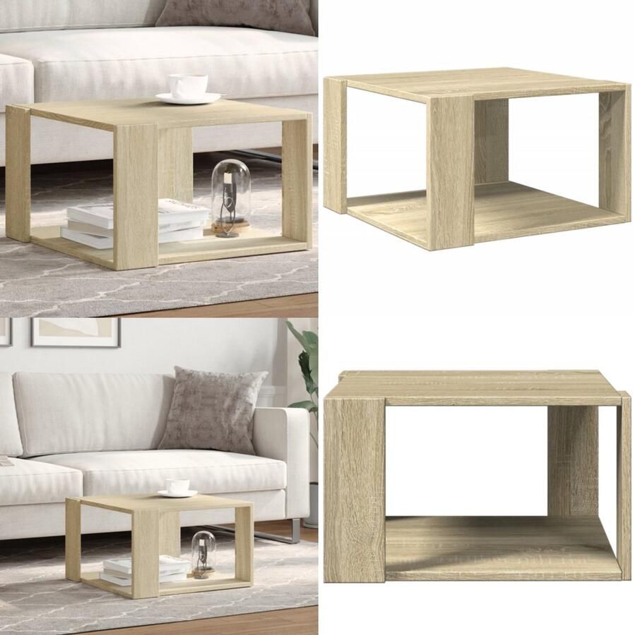 VidaXL Salontafel 51 5x51 5x30 cm bewerkt hout sonoma eikenkleurig