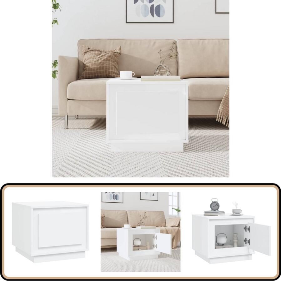 VidaXL Salontafel 51x50x44 cm Bewerkt hout Wit Salontafel Bijzettafel Koffietafel Houten Meubilair Witte Meubelen Livingroom Furniture Side Table Coffee Table
