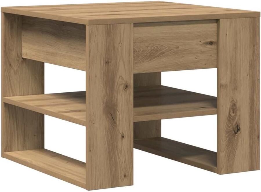 VidaXL Salontafel 55 5x55x45 cm bewerkt hout artisanaal eikenkleur