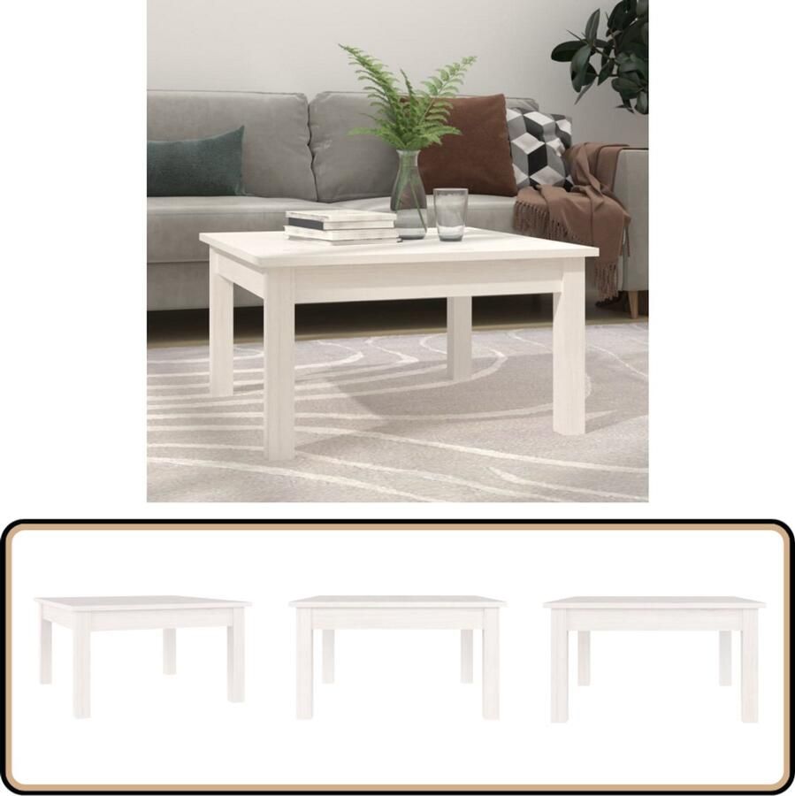 VidaXL Salontafel 55x55x30 cm Massief Grenenhout Wit Houten Salontafel Wit Massief Grenenhout Moderne Salontafel Kleine Salontafel Bijzettafel Koffietafel Living Accessoires