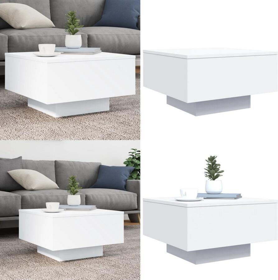 VidaXL Salontafel 55x55x31 cm bewerkt hout wit Salontafel Salontafels Bijzettafel Banktafel