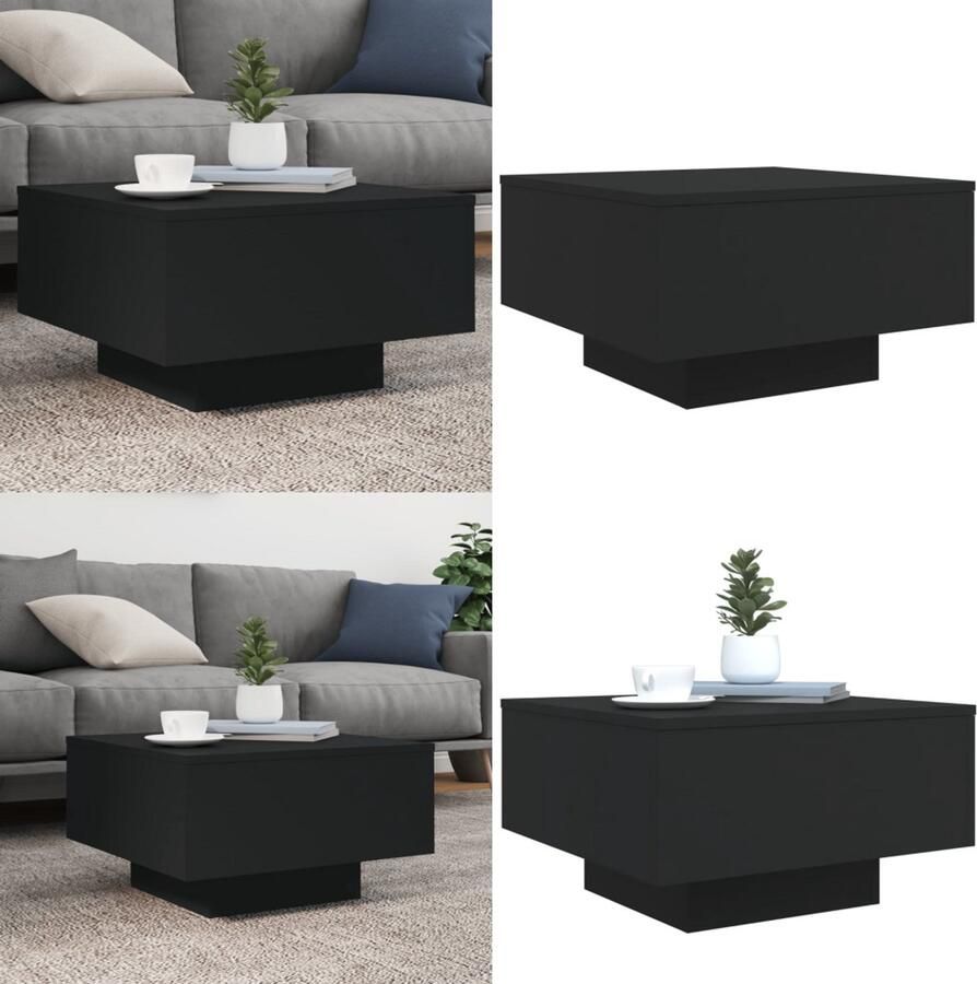 VidaXL Salontafel 55x55x31 cm bewerkt hout zwart Salontafel Salontafels Bijzettafel Banktafel