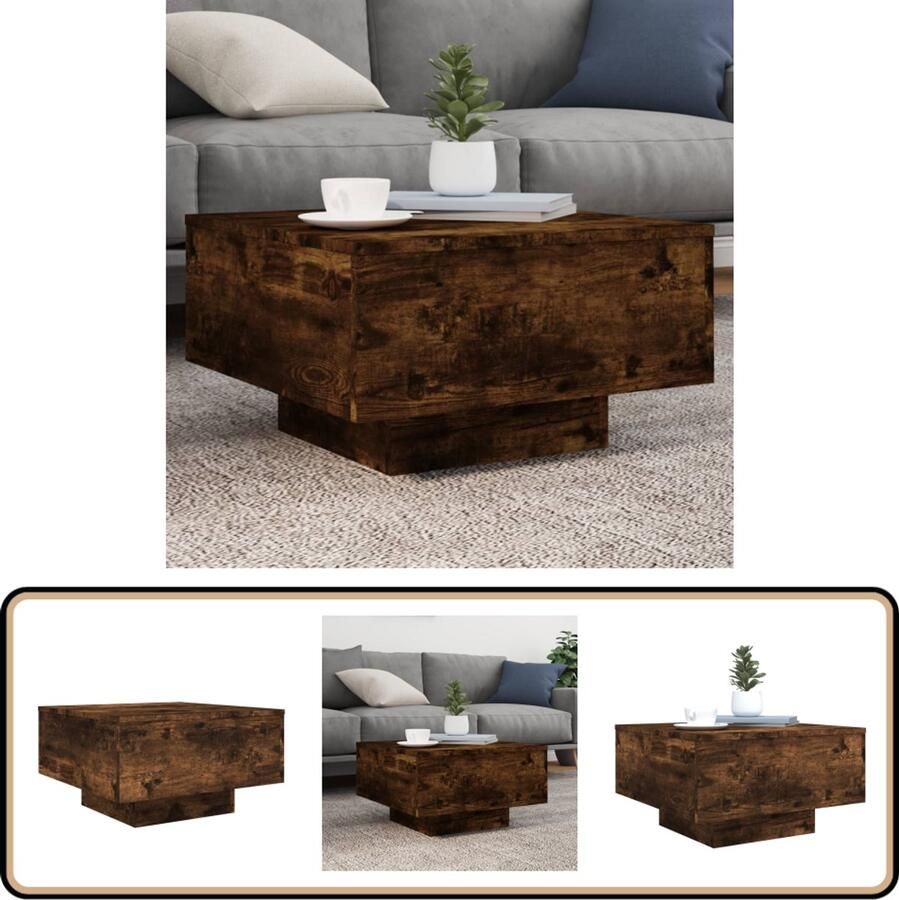 VidaXL Salontafel 55x55x31 cm Gerookt Eiken Hout Salontafel Houten Salontafel Salontafeltje Bijzettafel Tv Tafeltje Modern Design Bruine Salontafel Gerookt Eiken