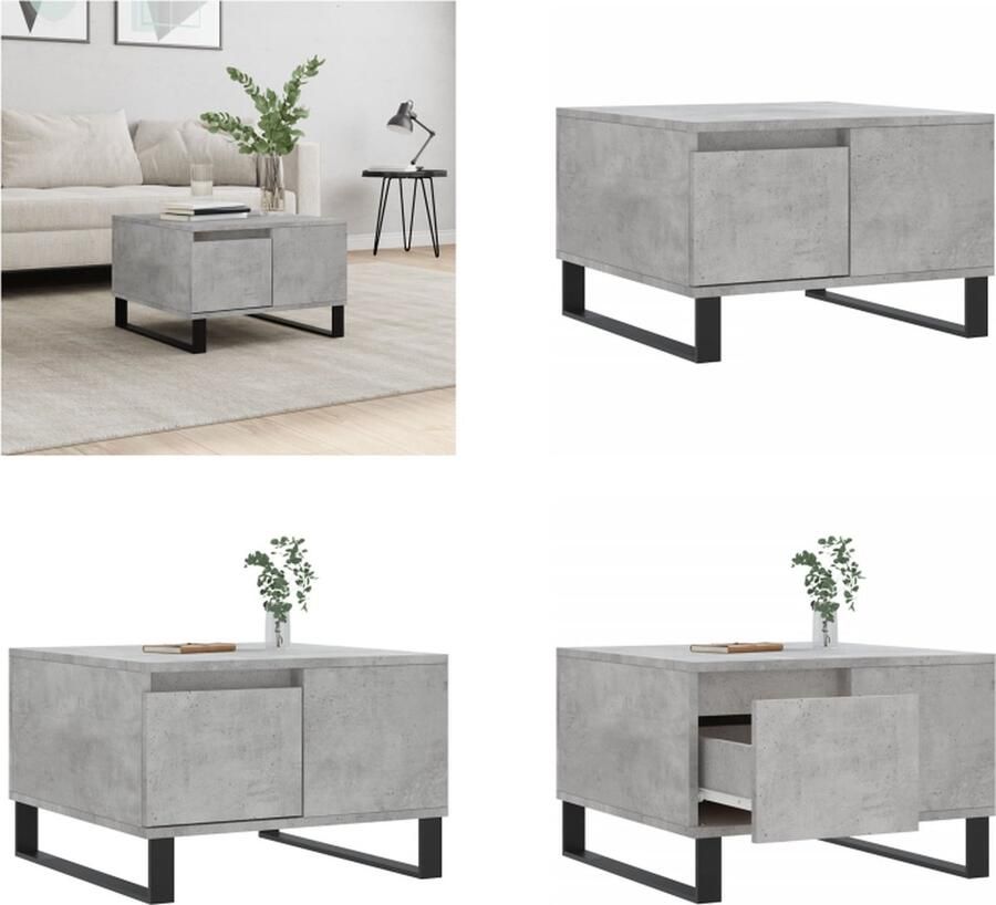 VidaXL Salontafel 55x55x36 5 cm bewerkt hout betongrijs Salontafel Salontafels Tafel Bijzettafel