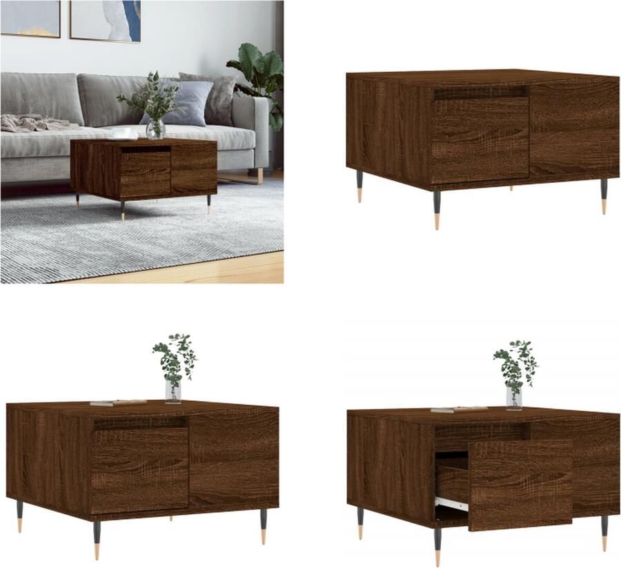 VidaXL -Salontafel-55x55x36 5-cm-bewerkt-hout-bruin-eikenkleur - Foto 2