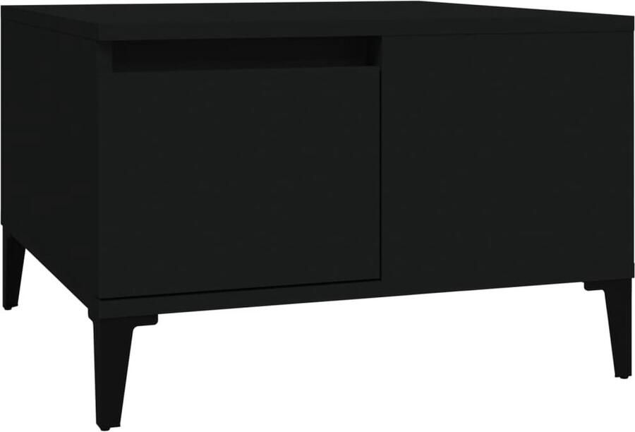 The Living Store Salontafel 55x55x36 5 cm bewerkt hout zwart Salontafel Houten Salontafel Zwarte Salontafel Bijzettafel Tv Tafeltje - Foto 2