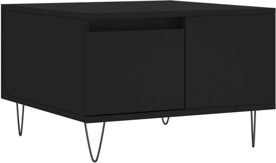 VidaXL Salontafel 55x55x36-5 cm bewerkt hout zwart Salontafel Bijzettafel Zwarte Salontafel Houten Salontafel Modern Design Trendy Salontafel Salontafels Tafel Bijzettafel