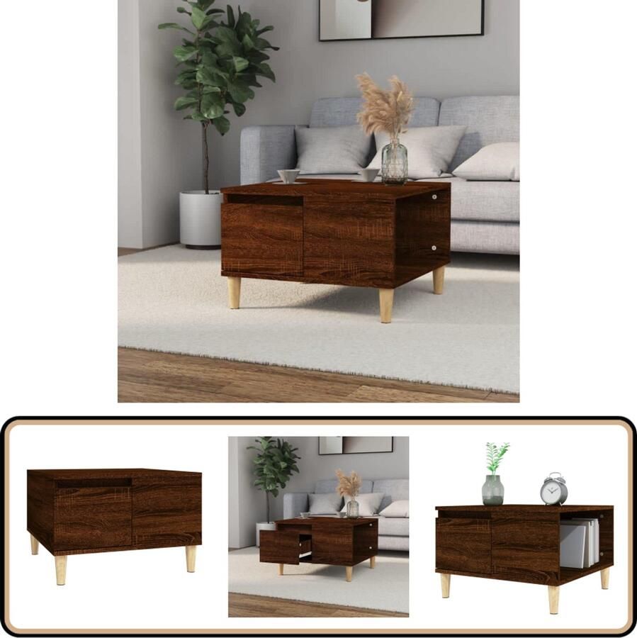 VidaXL Salontafel 55x55x36 5 cm Bruineiken Hout Salontafel Houten Salontafel Bruine Eiken Meubilair Scandinavisch Design Bijzettafel