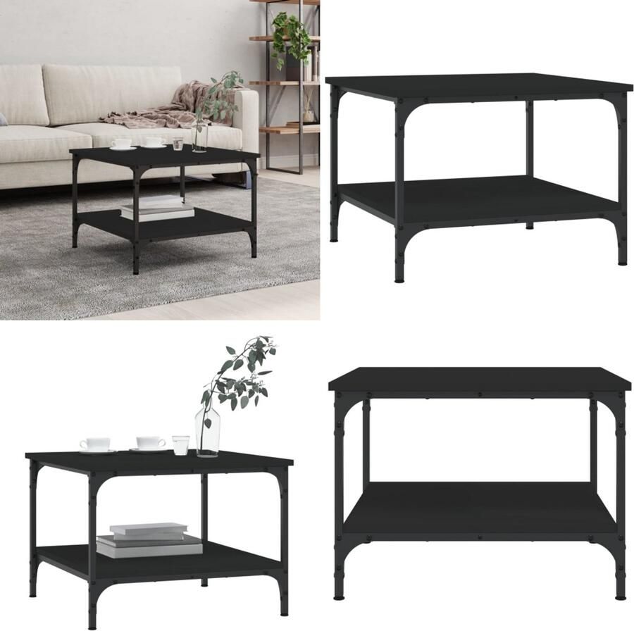 VidaXL Salontafel 55x55x40 cm bewerkt hout zwart Salontafel Salontafels Bijzettafel Banktafel