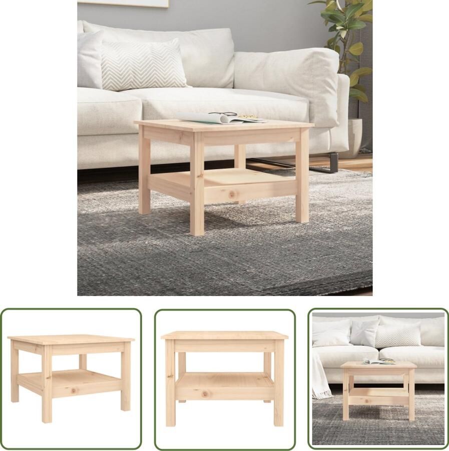 VidaXL Salontafel 55x55x40 cm Massief Grenenhout Salontafel Houten Salontafel Grenenhouten Salontafel Bijzettafel Opbergruimte Design Meubilair Moderne Salontafel Bruine Salontafel - Foto 2