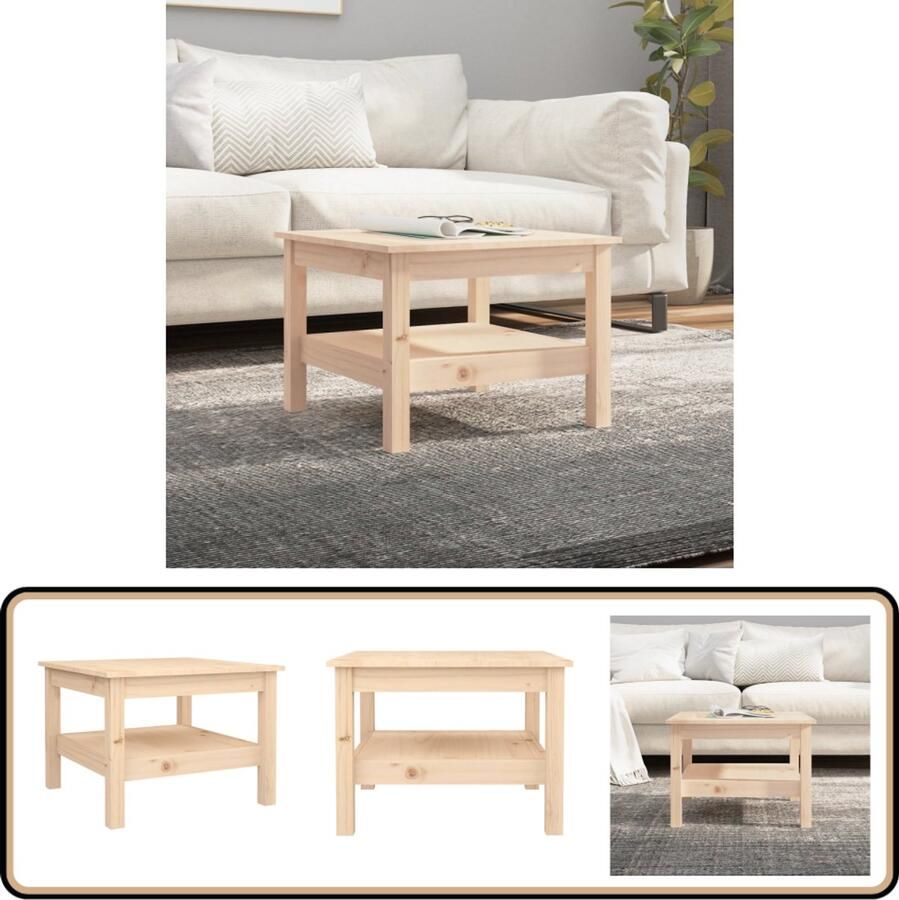 VidaXL Salontafel 55x55x40 cm Massief Grenenhout Salontafel Houten Salontafel Grenenhouten Salontafel Bijzettafel Opbergruimte Design Meubilair Moderne Salontafel Bruine Salontafel