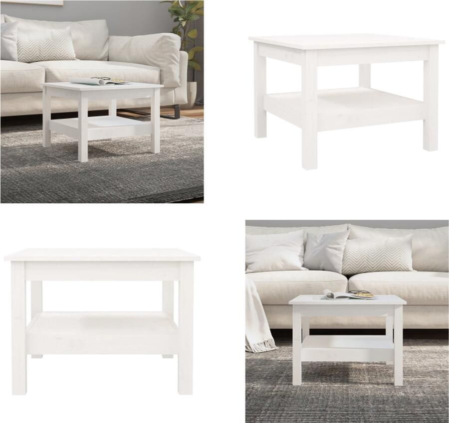 VidaXL Salontafel 55x55x40 cm massief grenenhout wit Salontafel Salontafels Tafel Bijzettafel