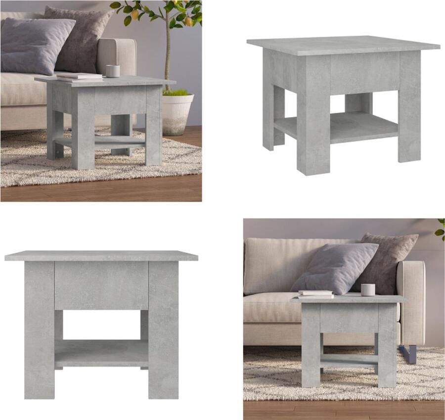 VidaXL Salontafel 55x55x42 cm spaanplaat betongrijs Salontafel Salontafels Koffietafel Woonkamertafel