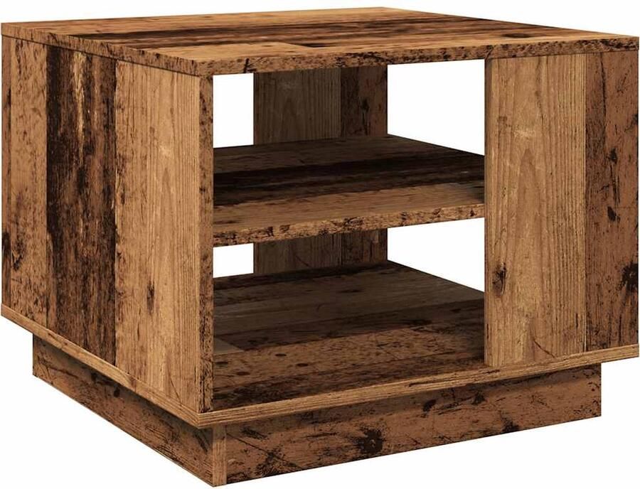 VidaXL Salontafel 55x55x42 cm Oud Houtkleur Salontafel Houten Salontafel Bijzettafel Coffeetable Vintage Meubels Industriële Salontafel Design Salontafel Multifunctionele Salontafel Compact Salontafel Stoer Salontafel