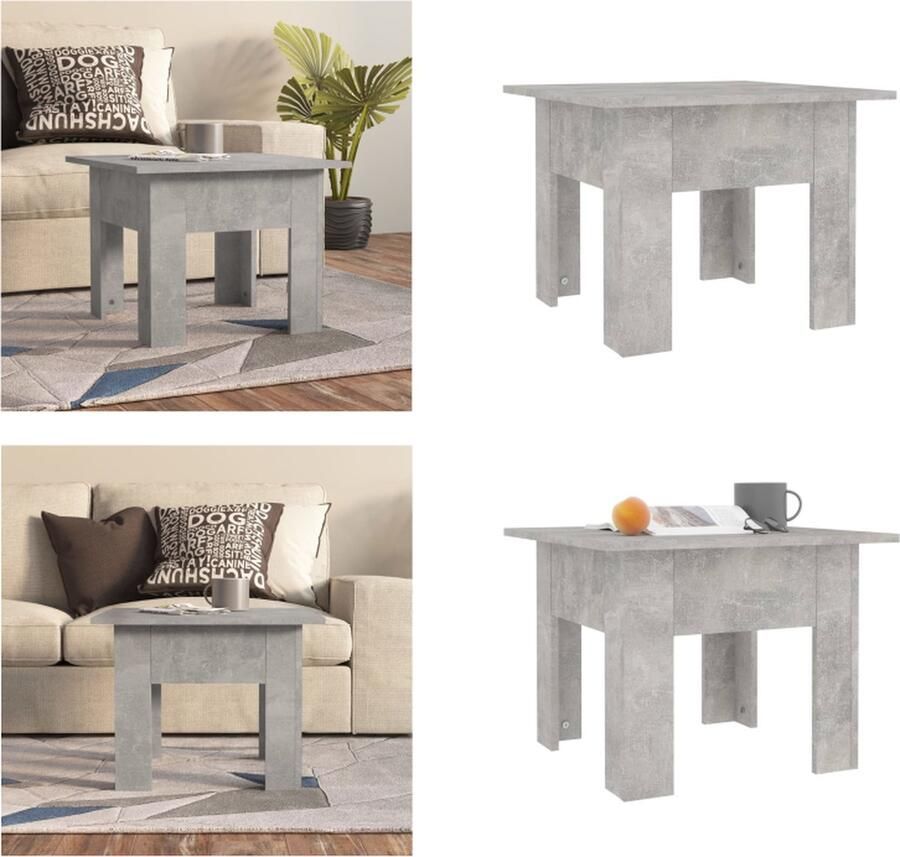 VidaXL Salontafel 55x55x42 cm spaanplaat betongrijs Salontafel Salontafels Koffietafel Woonkamertafel