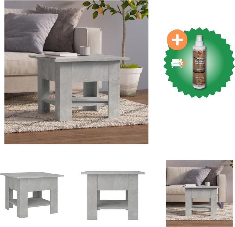 VidaXL Salontafel 55x55x42 cm spaanplaat betongrijs Tafel Inclusief Houtreiniger en verfrisser