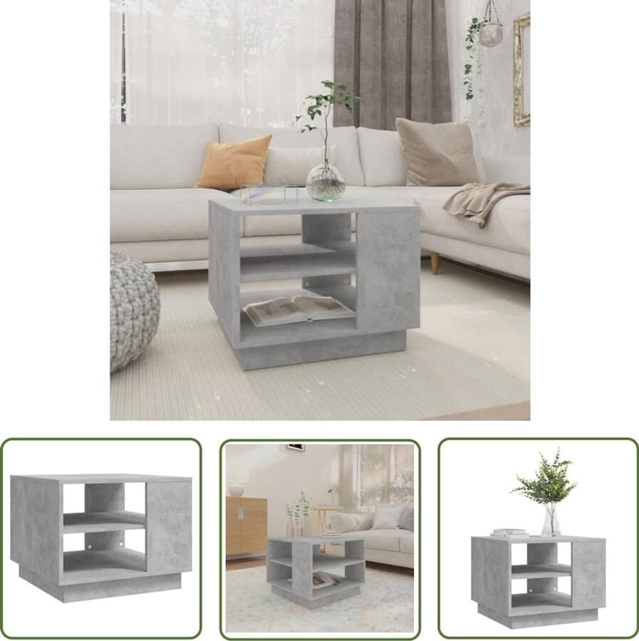 VidaXL Salontafel 55x55x43 cm Bewerkt hout Grijs Salontafel Betonnen Look Houten Salontafel Tv Tafellaar Living Room Furniture