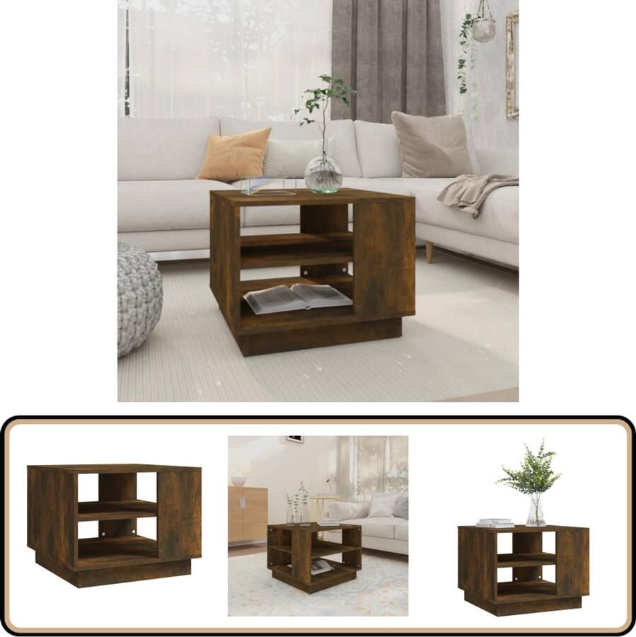 VidaXL Salontafel 55x55x43 cm Gerookt Eiken Kleur Salontafel Banktafel Houten Salontafel Bruine Salontafel Kleine Salontafel Tv Tafeltje Koffietafel Bijzettafels Woontrends Interieurdecoratie Living Meubilair