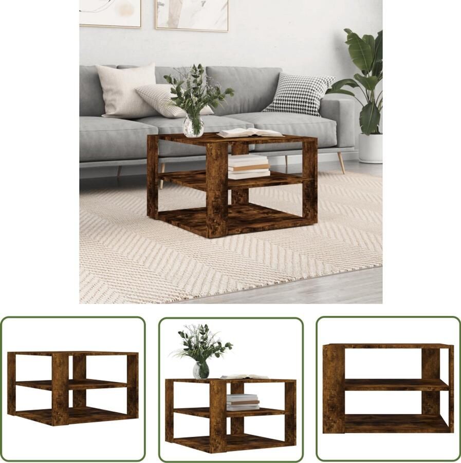 VidaXL Salontafel 59 5x59 5x40 cm bewerkt hout gerookt eikenkleurig Salontafel Houten Salontafel Bruine Salontafel Kleine Salontafel Living Room Furniture