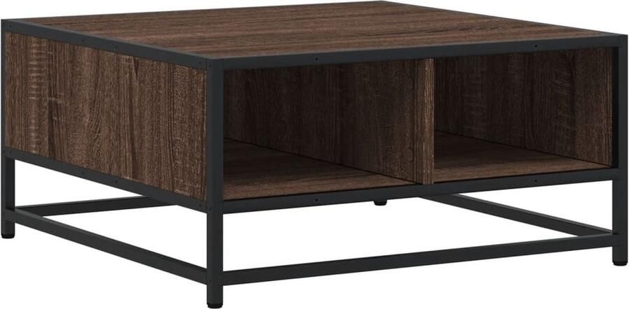 VidaXL Salontafel 60 5x60 5x30 cm Bruin Eiken Salontafel Houten Salontafel Industrieel Meubilair Bijzettafel Opbergruimte Multifunctionele Tafel Living Room Furniture Bruine Salontafel Zwarte Salontafel