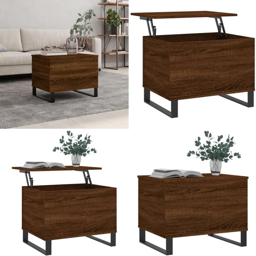 VidaXL Salontafel 60x44 5x45 cm bewerkt hout bruin eikenkleur Salontafel Salontafels Bijzettafel Banktafel