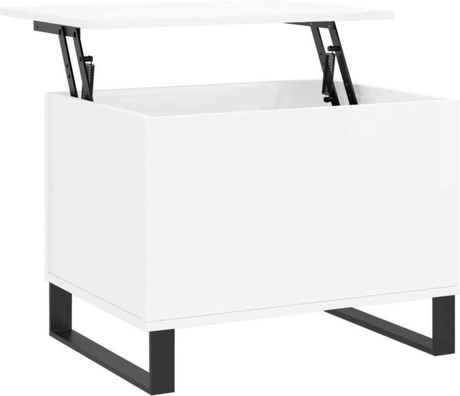 The Living Store Salontafel lift-top ontwerp hoogglans wit 60 x 44.5 x 45 cm Salontafel Wit Lift Top Tafel Houten Salontafel Multifunctionele Tafel