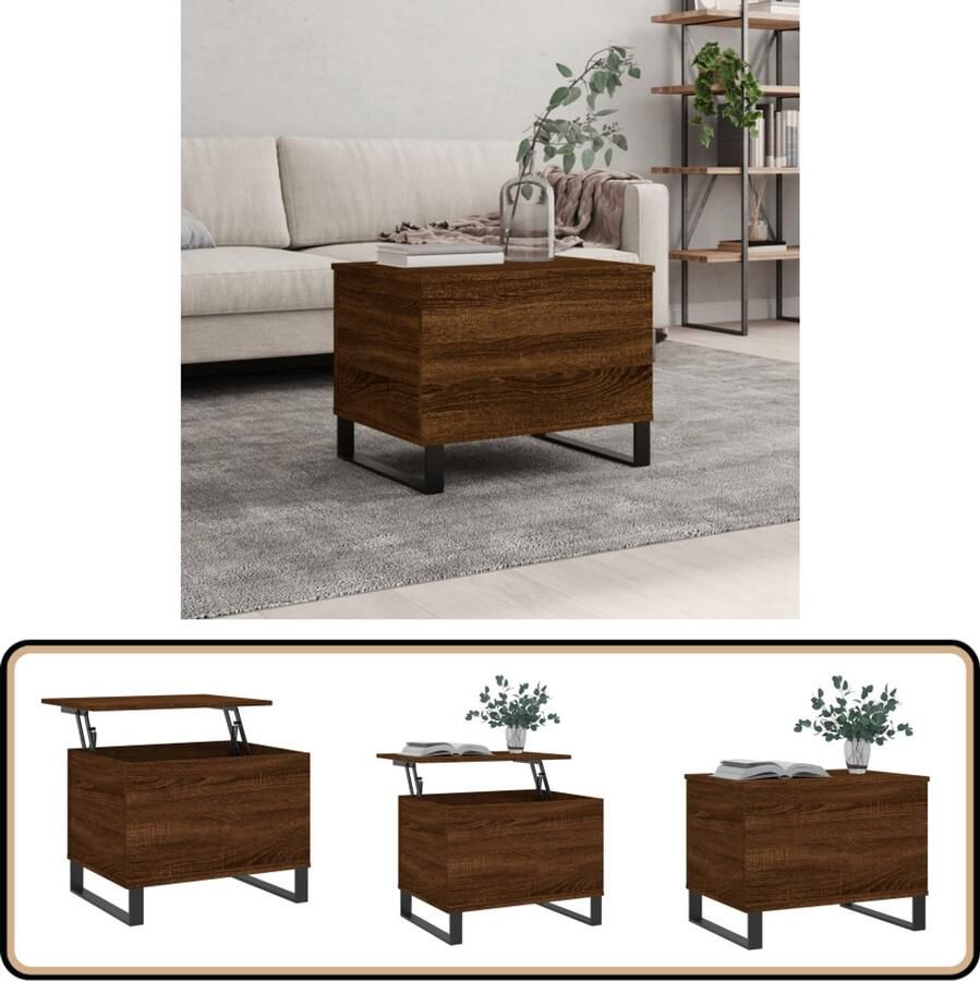 VidaXL Salontafel 60x44 5x45 cm Bruin Eikenhout Salontafel Lift Top Tafel Houten Tafel Bruine Eiken Kleur Multifunctionele Tafel