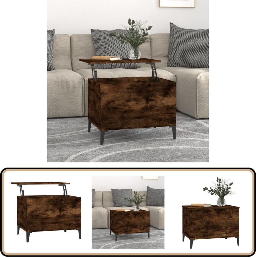 VidaXL Salontafel 60x44 5x45 cm Gerookt Eiken Salontafel Houten Salontafel Bruine Salontafel Eiken Salontafel Lift Top Salontafel Multifunctionele Salontafel