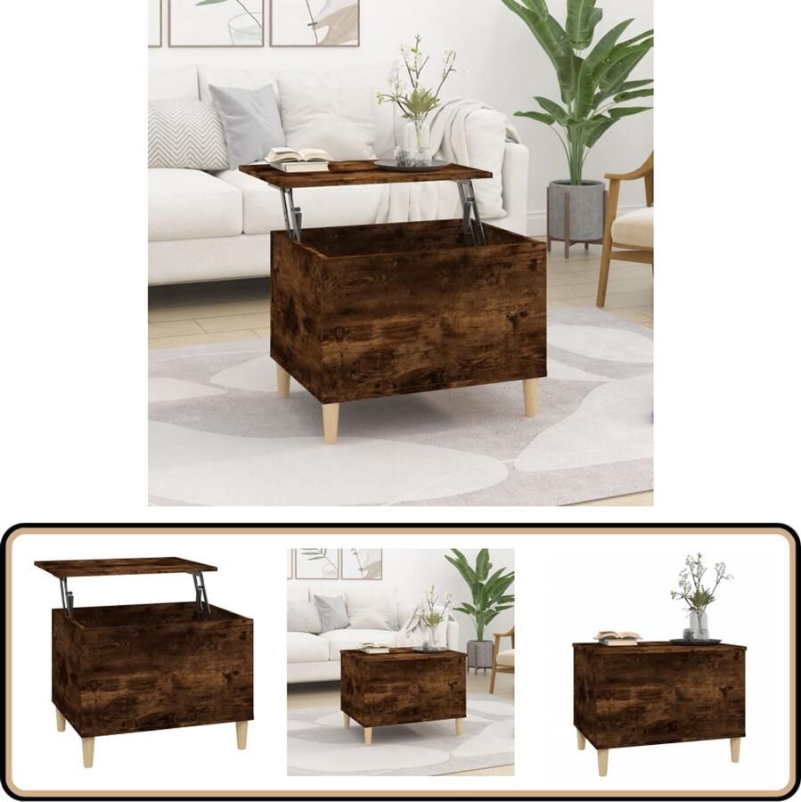 VidaXL Salontafel 60x44 5x45 cm Gerookt Eiken Salontafel Lift-top Tafel Houten Salontafel Roestbruine Salontafel Met Opbergruimte