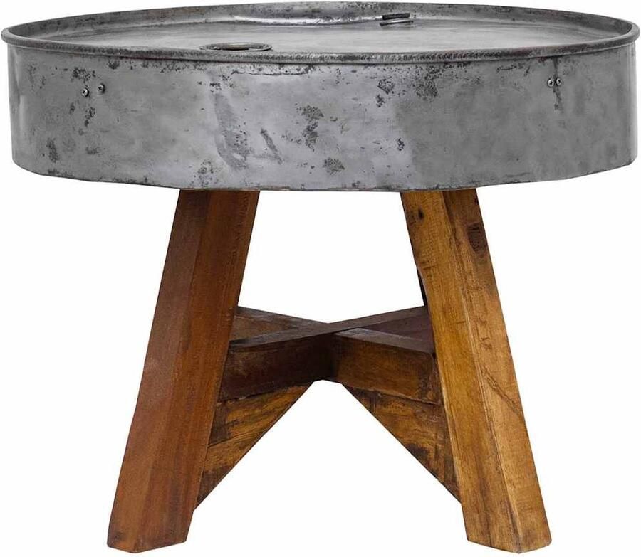 The Living Store Salontafel IndustriÃle Vintage Stijl Massief Gerecycled Hout 60 x 45 cm Salontafel Industrieel Vintage Houten Salontafel Gerecyclede Meubels - Foto 3