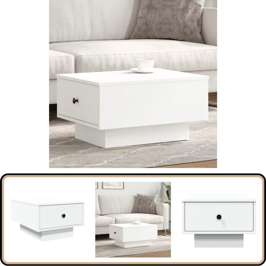 VidaXL Salontafel 60x45x31 cm Bewerkt hout Wit Salontafel Bijzettafel Houten Salontafel Witte Salontafel Tv Tafeltje