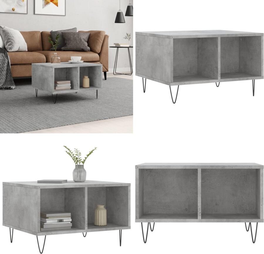 VidaXL -Salontafel-60x50x36 5-cm-bewerkt-hout-betongrijs - Foto 5