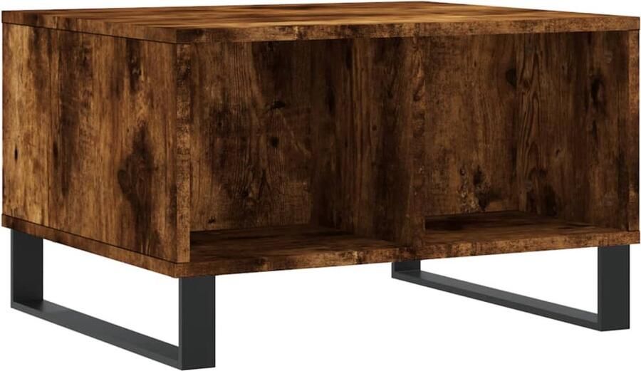The Living Store Salontafel 60x50x36 5 cm bewerkt hout gerookt eikenkleurig Salontafel Houten Salontafel Eiken Salontafel Bruine Salontafel Vintage Salontafel