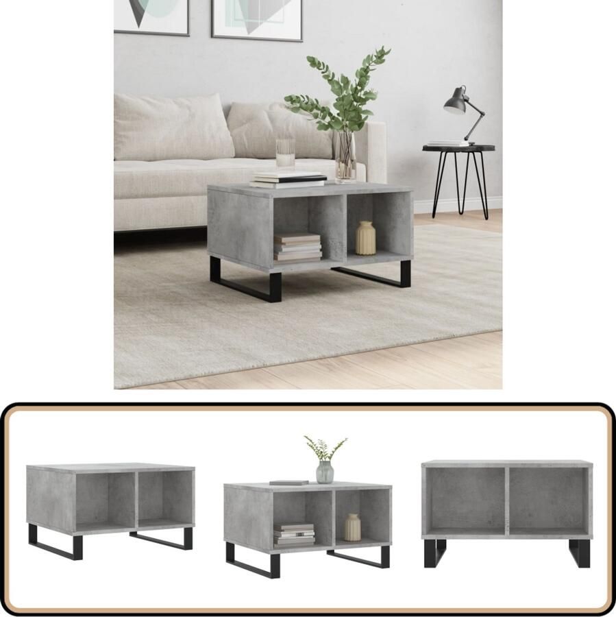 VidaXL Salontafel 60x50x36 5 cm Bewerkt hout Grijs Salontafel Bijzettafel Banktafel Houten Salontafel Grijze Salontafel Modern Design Multifunctioneel Meubilair Living Room Furniture Tv Stand Coffee Table