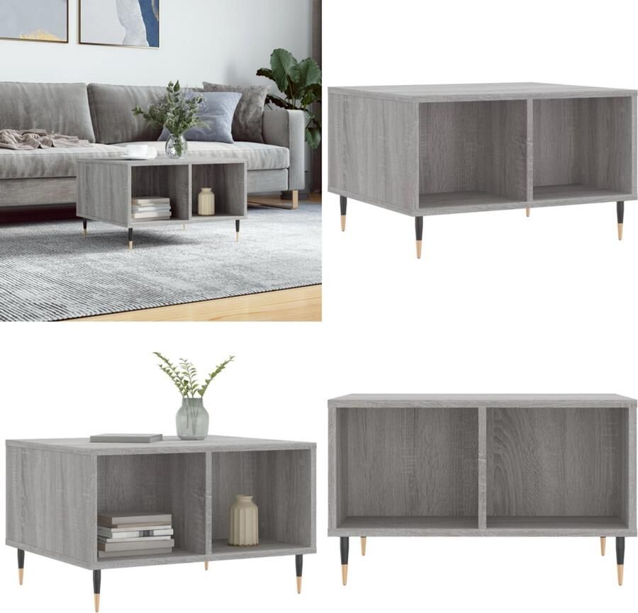 VidaXL Salontafel 60x50x36 5 cm bewerkt hout grijs Salontafel Salontafels Bijzettafel Banktafel