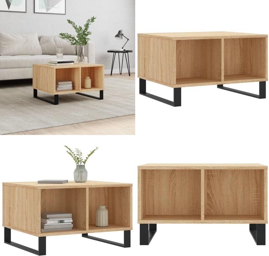 VidaXL Salontafel 60x50x36 5 cm bewerkt hout sonoma eikenkleurig Salontafel Salontafels Bijzettafel Banktafel