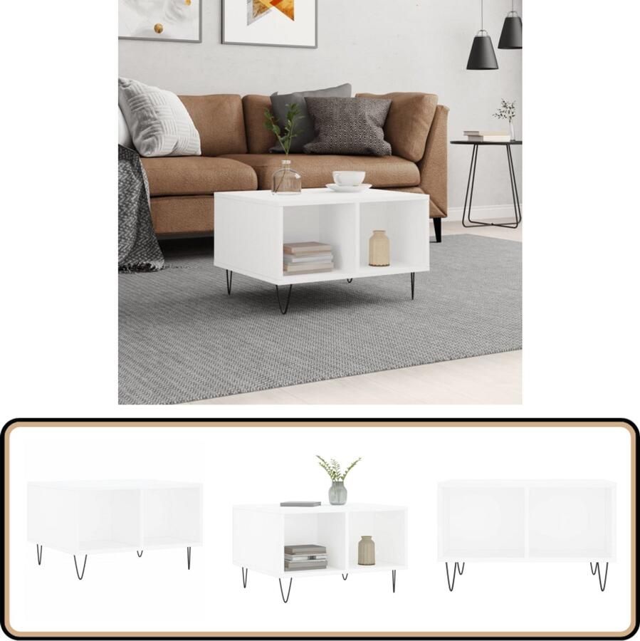 VidaXL Salontafel 60x50x36 5 cm Wit Bewerkt hout Salontafel Bijzettafel Houten Salontafel Witte Salontafel Modern Design