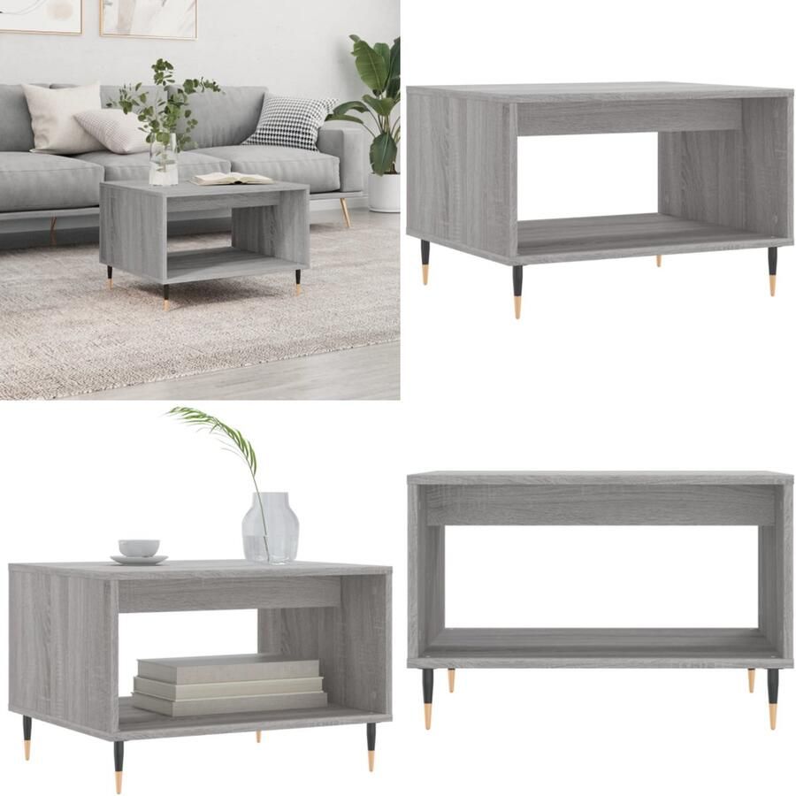 VidaXL Salontafel 60x50x40 cm bewerkt hout grijs sonoma eikenkleurig Salontafel Salontafels Tafel Bijzettafel