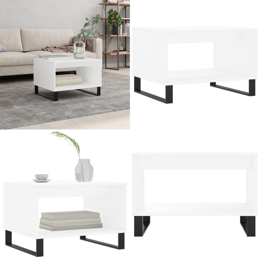 VidaXL Salontafel 60x50x40 cm bewerkt hout wit Salontafel Houten Salontafel Wit Meubilair Bijzettafel Living Room Furniture Modern Tafellamp Salontafel Salontafels Tafel Bijzettafel