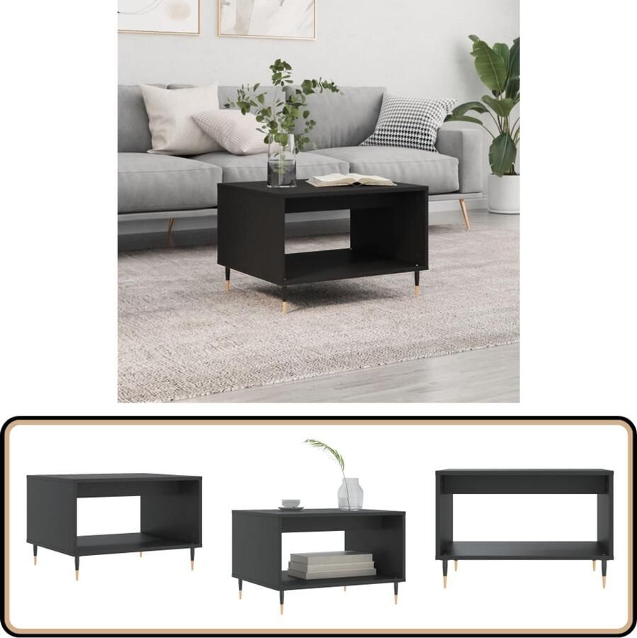 VidaXL Salontafel Zwart Bewerkt Hout 60x50x40 cm Salontafel Zwarte Houten Salontafel Bijzettafel Moderne Salontafel Hout Meubilair