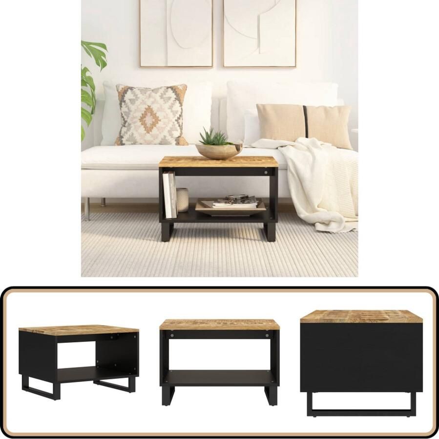 VidaXL Salontafel 60x50x40 cm Massief Mangohout Salontafel Bijzettafel Mangohouten Meubels Houten Salontafels Vintage Salontafel Industriele Salontafel Living Room Furniture