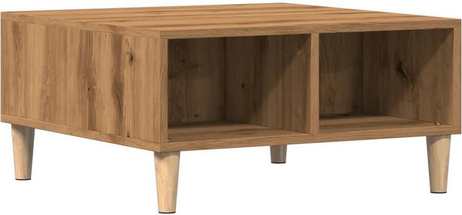 VidaXL Salontafel 60x60x30 cm Artisanaal Eiken Salontafel Houten Salontafel Bijzettafel Eiken Salontafel Multifunctionele Salontafel Opbergruimte Modern Meubilair Livingroom Furniture Gezellig Thuis