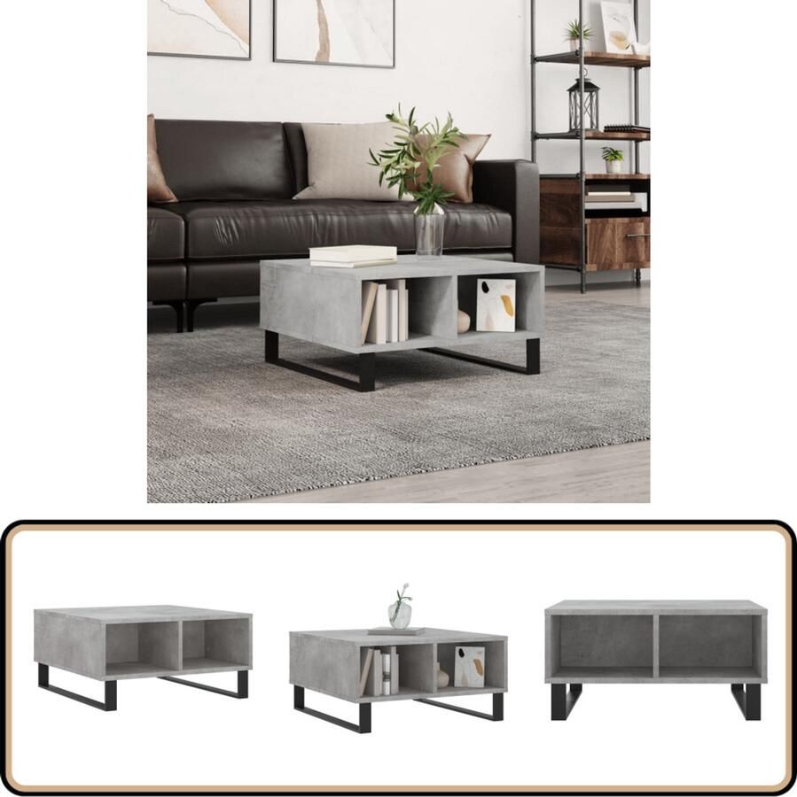 VidaXL Salontafel 60x60x30 cm Bewerkt hout Betongrijs Salontafel Betongrijs Houten Salontafel Salontafeltje Tv Tafellaar
